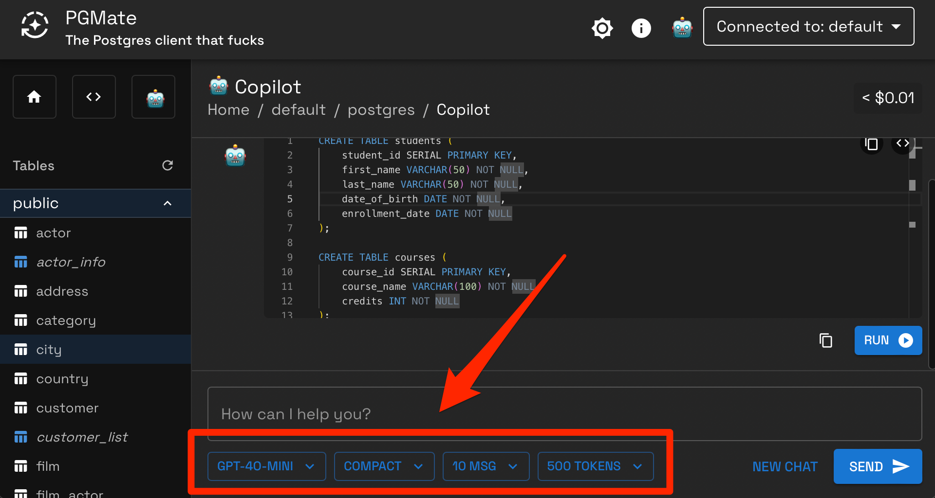 Copilot options - PGMate